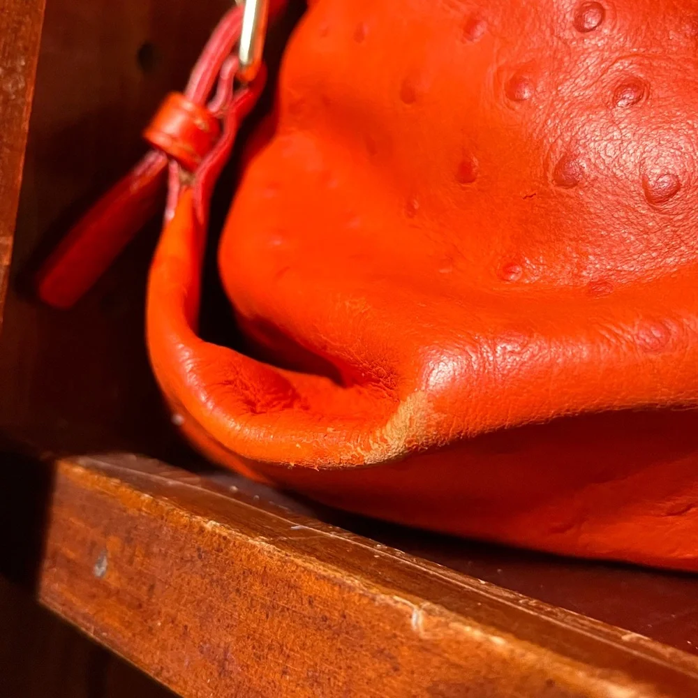 Dooney & Bourke Orange Ostrich Shoulder Bag - Picture 3 of 5